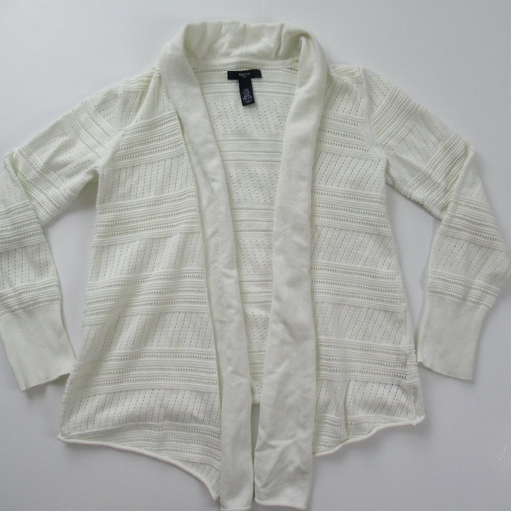Gap Kids Ivory Open Front Pointelle Cardigan